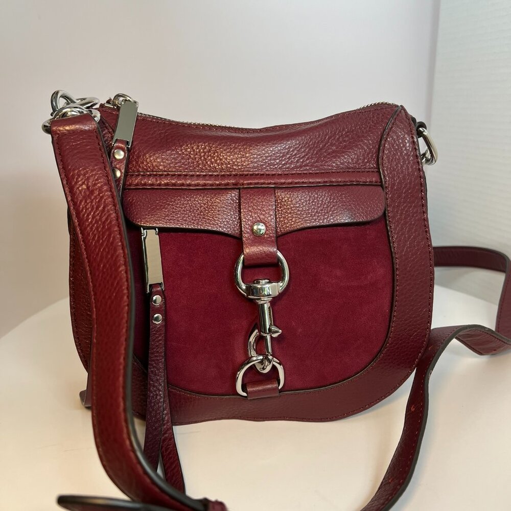 Rebecca Minkoff Pebble Leather and Suede Crossbody Bag in Deep Cranberry
